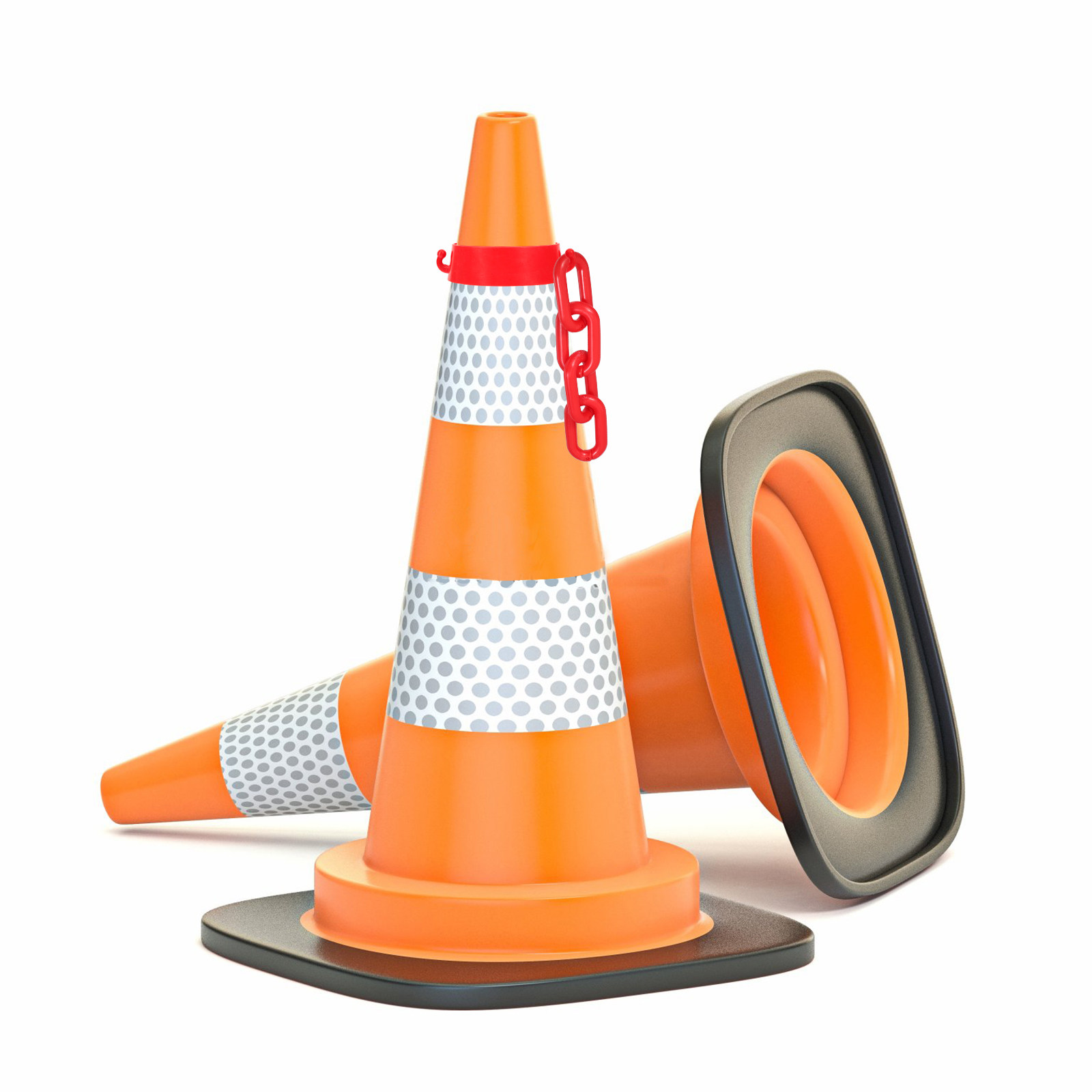 Road Traffic Cone - 4 Adet Plastik Trafik Konisi Bağlantı